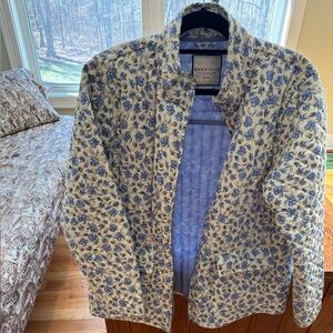 Bagatelle lavender blue Floral Quilted Jacket on Cream Viola